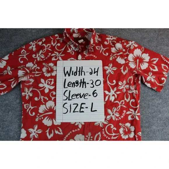 Island Traditions Hawaii Aloha Shirt Mens Large Tribal Red Made in USA Floral - Picture 2 of 6